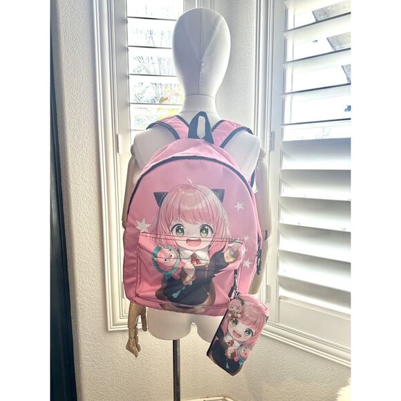 SPY×FAMILY Anya Forger Cosplay Anime Comic Bags Backpack Pink With Pouch/ Charm main image 7